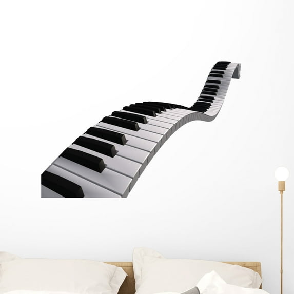 3D Piano Keyboard Floating Wall Mural by Wallmonkeys Peel and Stick Graphic (36 in W x 25 in H) WM129900
