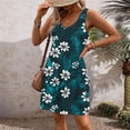 thumbnail image 4 of Ovzne Robes d'Été pour Femmes Robe d'Été Mode Plage Poche Imprimée Sans Manches Col en V Robe de Printemps Imprimée Liquidation, 4 of 7