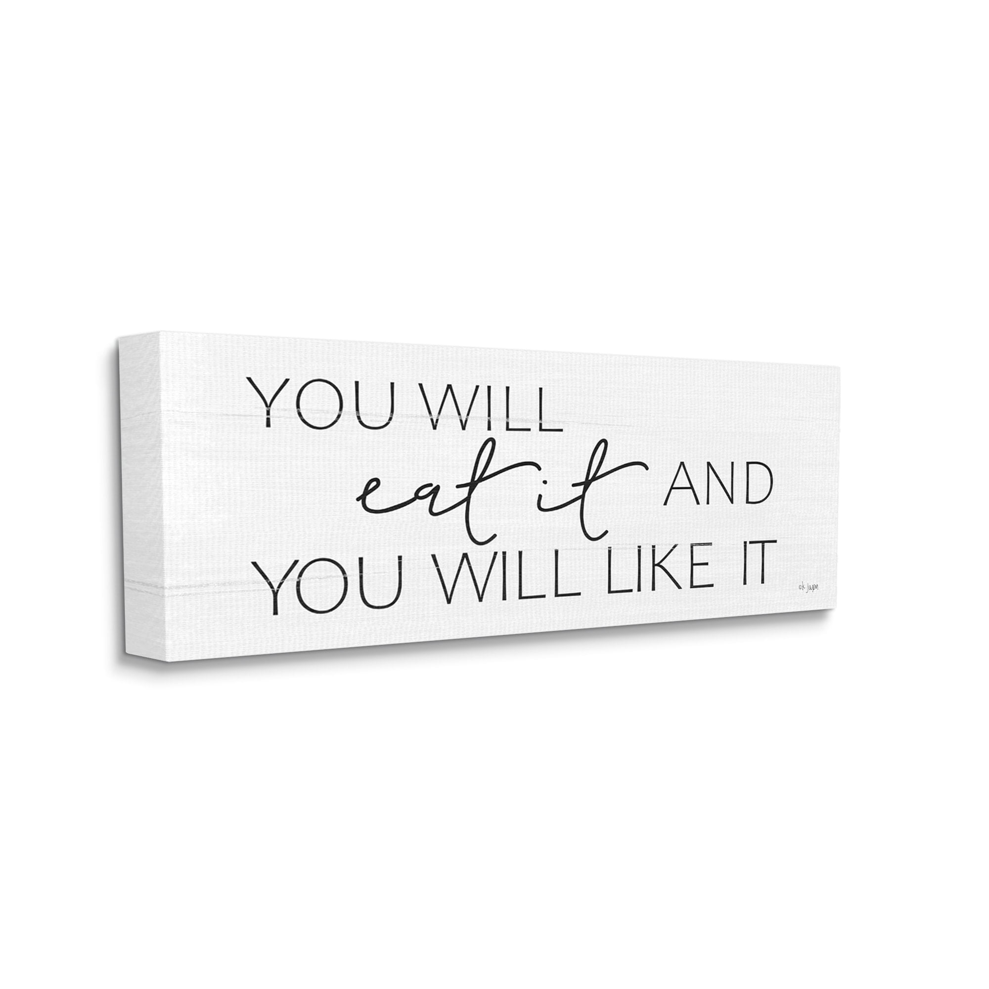 Stupell Industries Eat & Like It Rustic Kitchen Phrase Sign Graphic Art Gallery Wrapped Canvas Print Wall Art, Design by Jaxn Blvd.