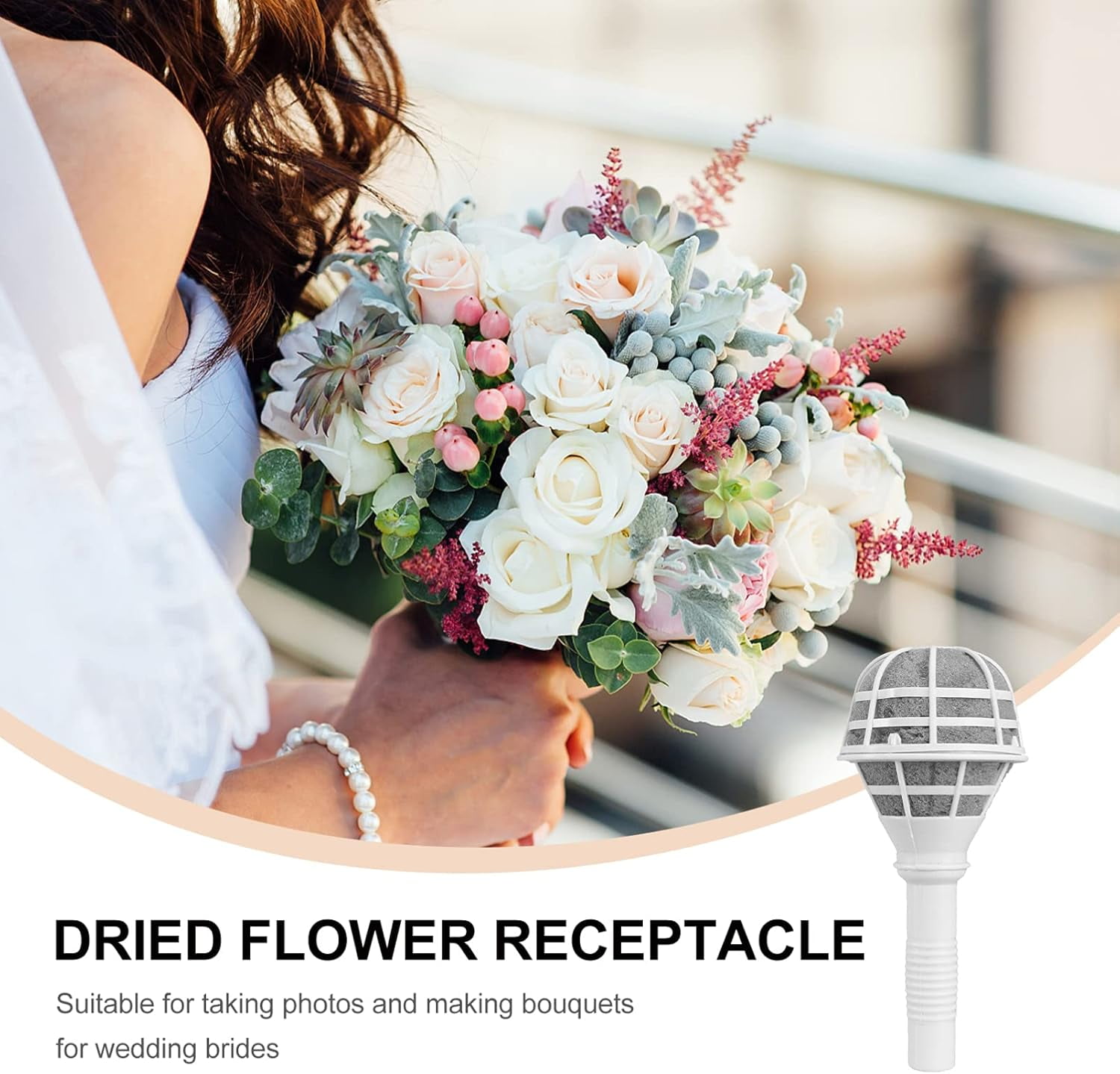 ABPETE 6PCS Bouquet Holders Bride Bouquet Foam Handle Wedding Bridal Dry Flower Holder DIY Bouquet Making Supplies Adjustable Hand Tied Bouquet Holders for Wedding