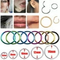 thumbnail image 2 of K-KED 4PCS Hinged Segment Nose Ring Stud Earring Ear Tragus Helix Lip Hoop Piercing !-black-1.0x12mm-2PCS, 2 of 9
