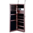 thumbnail image 3 of Patiojoy Lockable Armoire Dressing Organizer Wall Door Mounted Mirrored Jewelry Cabinet  w/ LED Lights Coffee, 3 of 9