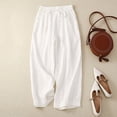 thumbnail image 4 of GJSYRH Women Wide Leg Linen Pants, High Waisted Summer Casual Cotton Linen Palazzo Pants with Pockets White XL, 4 of 4