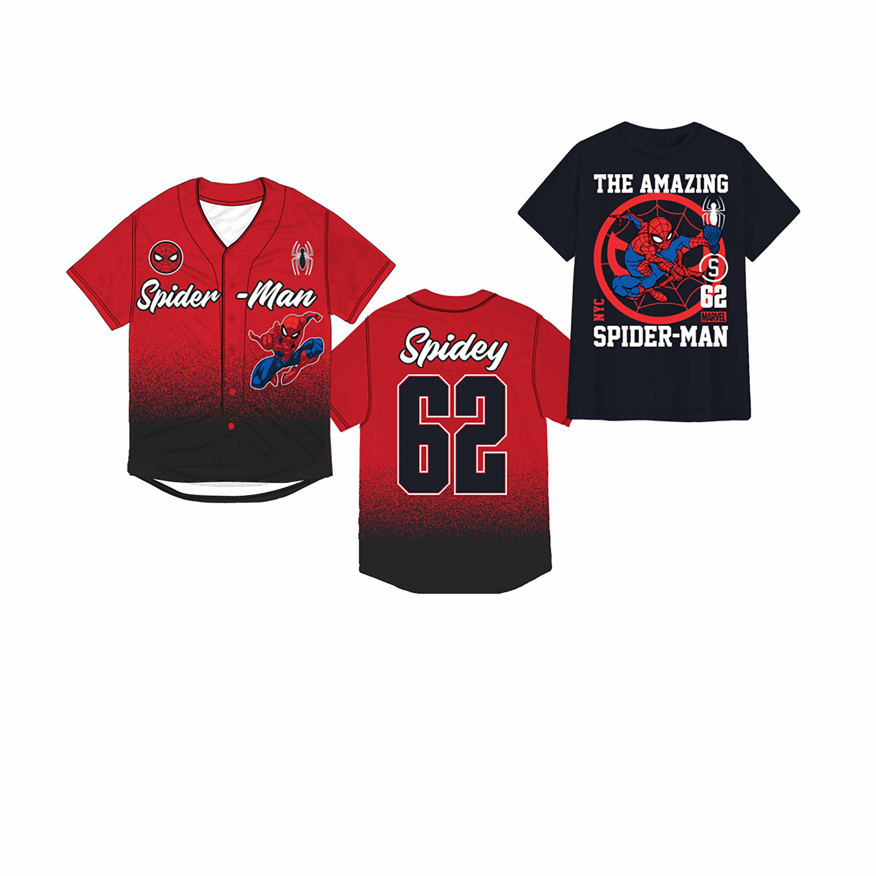 Spider-Man Men's Baseball Jersey Top and Mask
