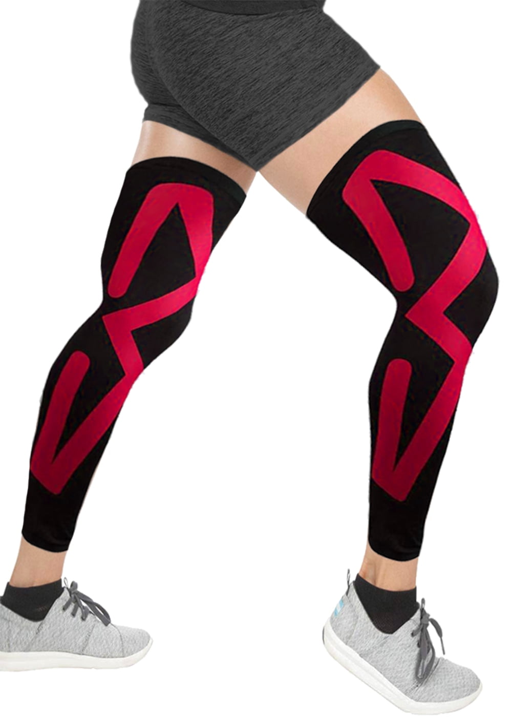 Sports Recovery Compression Full Leg Sleeves (X-Large, Red)