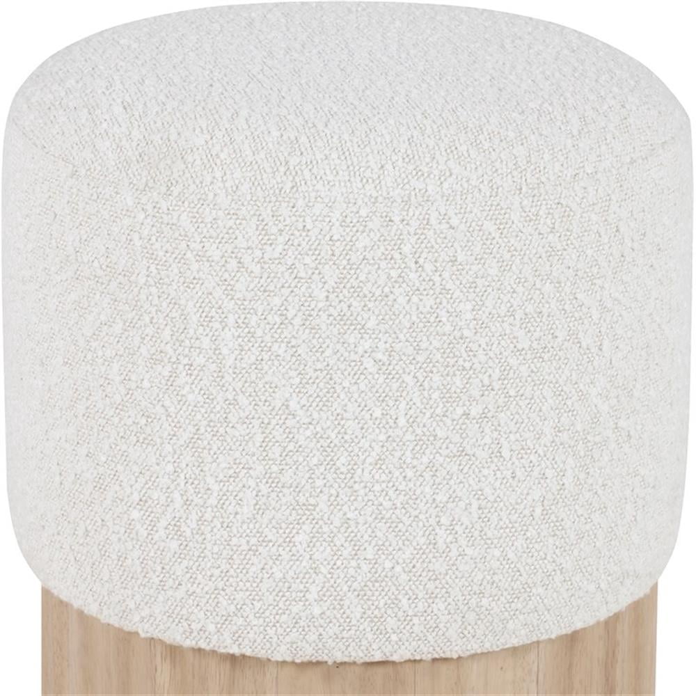 Pemberly Row Contemporary Boucle Fabric Ottoman/Stool in Cream/Natural