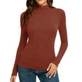 thumbnail image 5 of Lumtrix Women's Mock Turtle Neck Long Sleeve T Shirts Basic Lightweight Stretch Slim Fitted Tops Fall & Winter for Underwear Soft Casual Tops Coffee M, 5 of 5