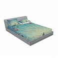 thumbnail image 3 of Ambesonne Vintage Fitted Sheet & Pillow Sham Set, Ferris Wheel Fun Retro, Twinxl, Blue, 3 of 3