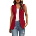 thumbnail image 1 of Jindong Gilets Décontractés pour Femmes, Gilet d'Été Sans Manches Léger Doublé Mode Décontracté Hauts de Travail, Manteaux Rouges pour Femmes, 1 of 6