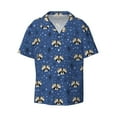 thumbnail image 2 of Lsque Raccoon blue point print Men's Cuban Collar Short Sleeve Shirt Summer Beachwear Casual Button Down Fashionable Vacation Leisure Shirt-Small, 2 of 7