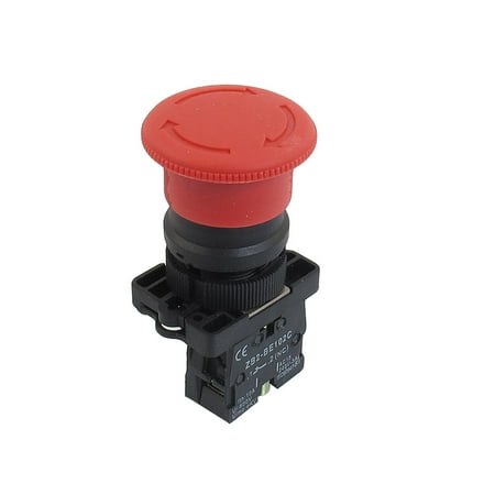 Normally Closed Switch (Unique Bargains Unique Bargains ZB2-ES542 NC Normally Closed Red Sign Mushroom Emergency Stop Push Button)