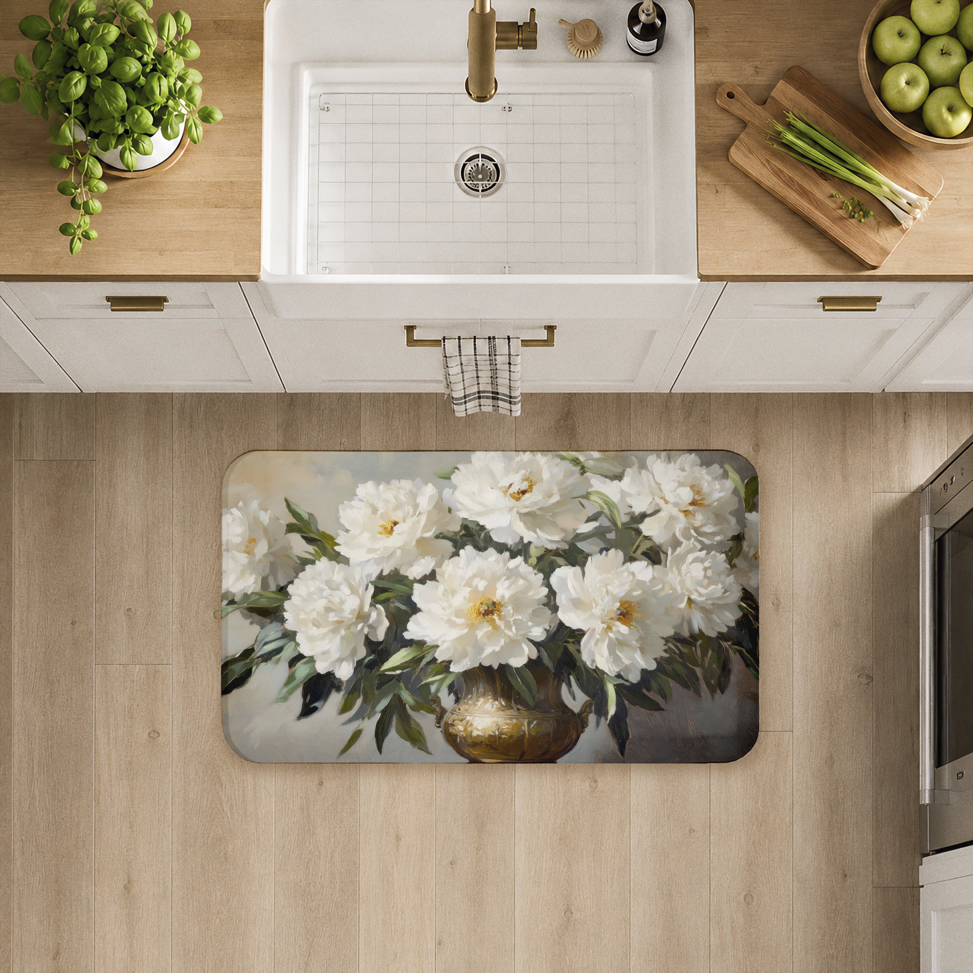 Stupell Industries Golden Vase Floral Bouquet Printed Anti-Fatigue Floor Mat, design by Petals Prints Design