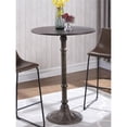 thumbnail image 2 of Coaster Table de Bar Ronde en Bois Ornée Traditionnelle en Brun, 2 of 6