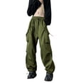 thumbnail image 2 of Coduop Women Wide Leg Sweatpant Cargo Pants,Elastic Waist Loose Casual Long Trousers,with Pockets, 2 of 9