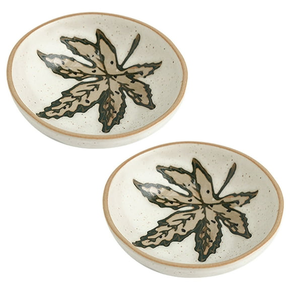 Soy Sauce Dish Set, Small Bowls For Side Dishes, Small Condiment Bowls, Dipping Bowls, Floral Pattern Dip Bowls For Dessert, Snack-White-Set of 2