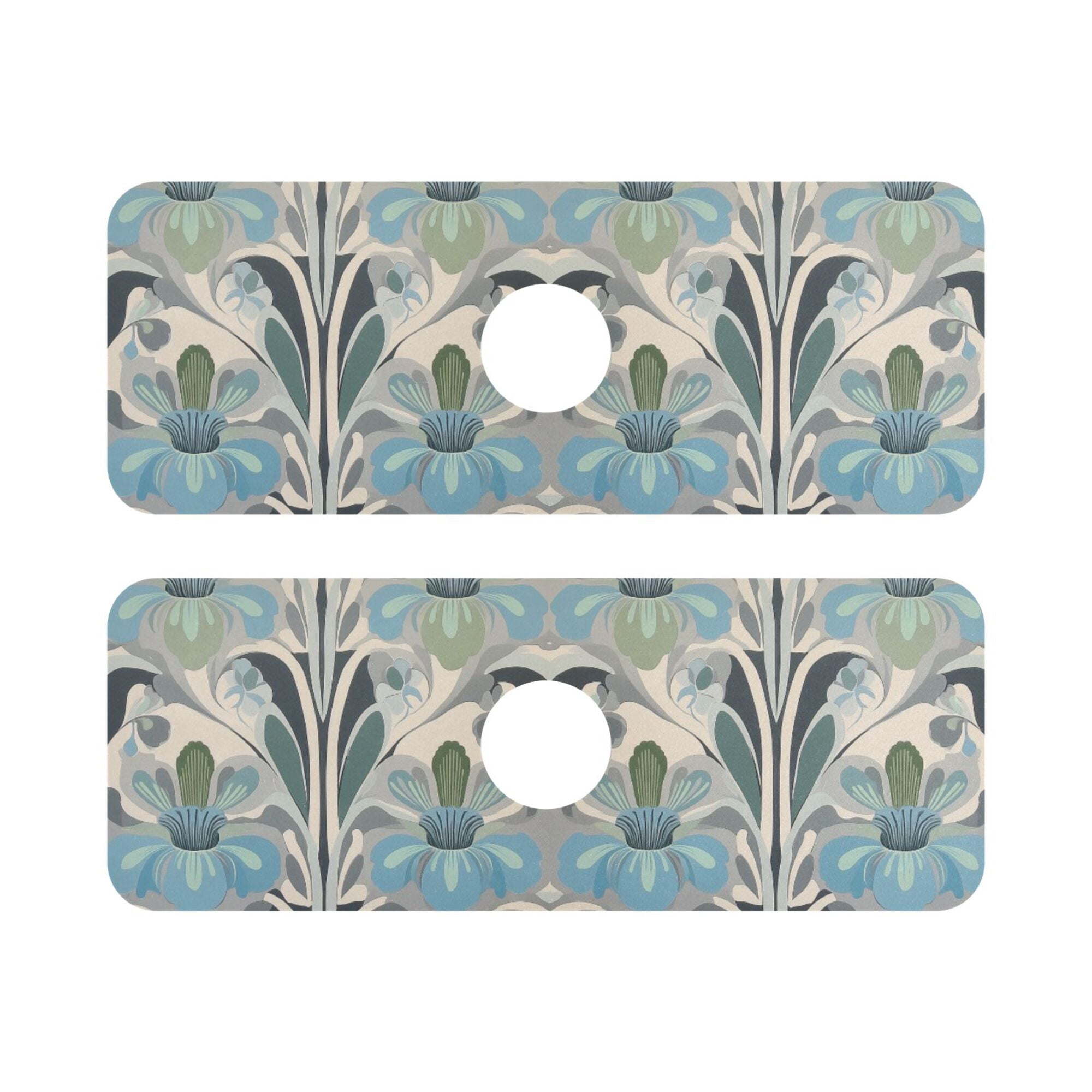 Yayeee Faucet Mat for Kitchen Sink 14.7" Diatomite Long Splash Guard Pad, Vibrant Abstract Design, 2 Pack