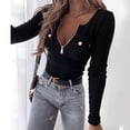 thumbnail image 2 of BKQCNKM Womens T Shirts Winter Top T-Shirt Slim-Fit Long-Sleeved Knitted And Autumn Fashion Pullover Street Zipper Women'S Blouse Long Sleeve Shirts For Women Fall Outfits For Women 2023 Black S, 2 of 8