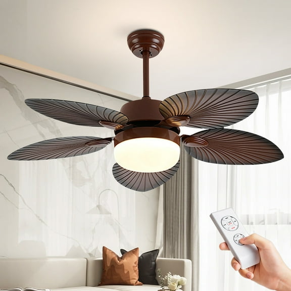 52" Red Ceiling Fan with Light - 5 Blades & Opal Glass Shade, Remote Control 3-Speed 3500K LED (36W 5000CFM) & 4"/8" Downrods for Large Room Airflow