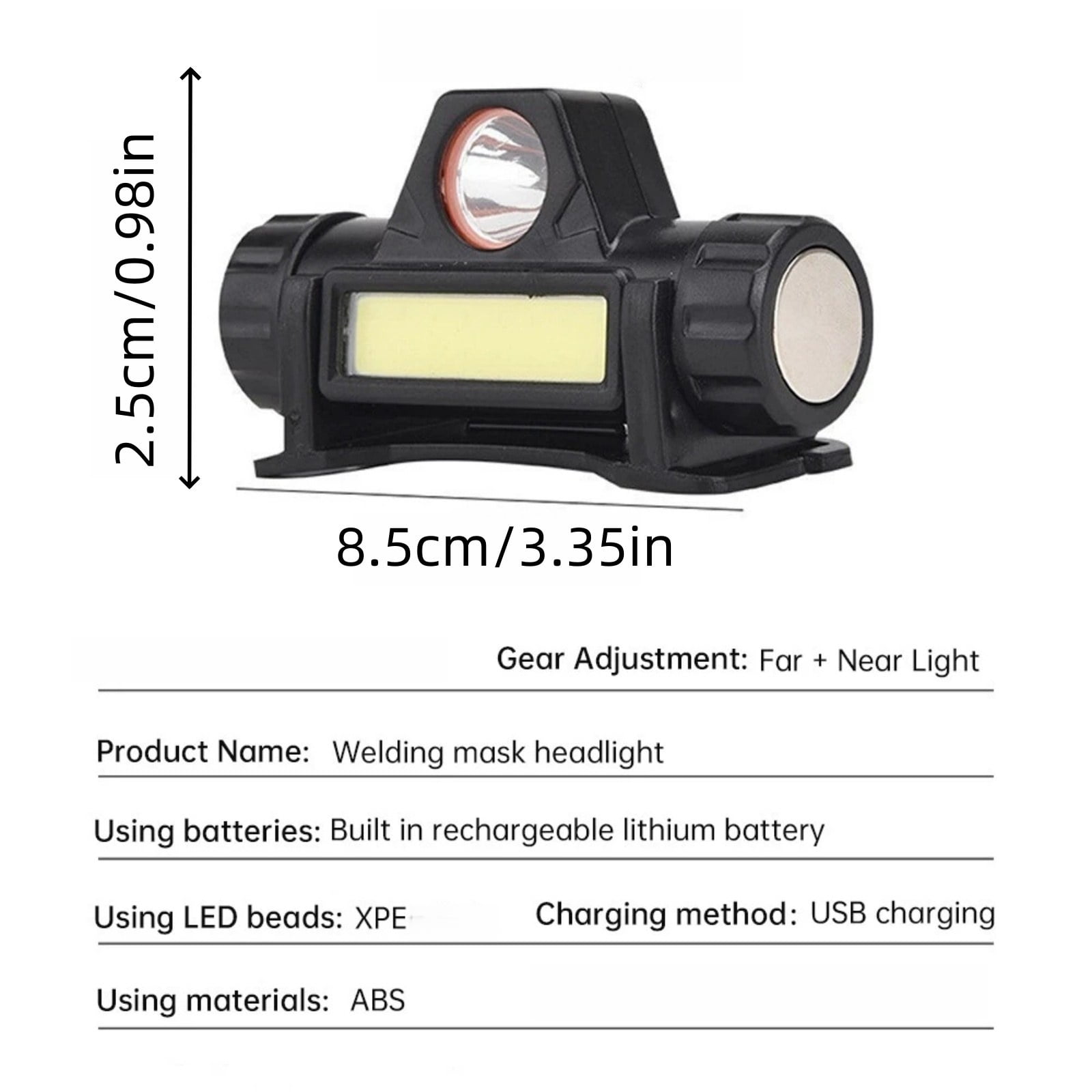 CSYANXING Head Mounted Headlamp Set 2 Modes Adjustable Headband Ergonomic for Outdoor Activities Waterproof Black Item White Light