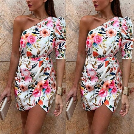onlyliua Women s Skirts Women s Summer Fashion Printed One Shoulder Bag Hip Skirt High Waist Slim Dress  Plus Size Skirts for Women