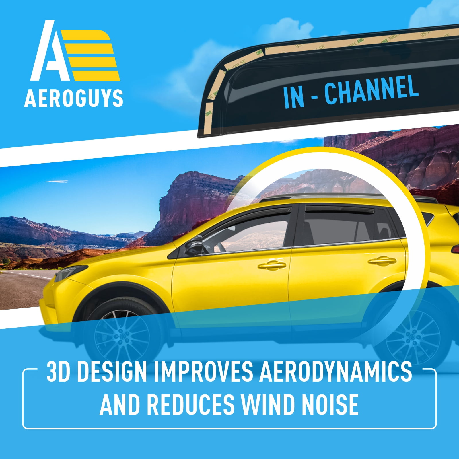 AEROGUYS In-Channel Window Deflectors Extra Durable Window Visors Rain Guards Fit for Toyota RAV4 2013-2018, Sun Visors, Wind Vent Visors, Car Accessories- 4pcs. AG0538