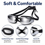 Adult Swim Goggles with Mirror Coated Lenses and Adjustable Strap for Pool and Training, TIKA