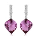 thumbnail image 2 of Galaxy Gold 14K White Gold Natural Amethyst and Diamonds Dangle Earrings - February Birthstone - Peace & Wisdom - Fine Jewelry for Women, 2 of 2