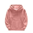 thumbnail image 4 of RTKFRFLM Kids Basic Hoodie Solid Color Cotton Blend Hooded Pullover Sweatshirt Black 8-10 Years, 4 of 4