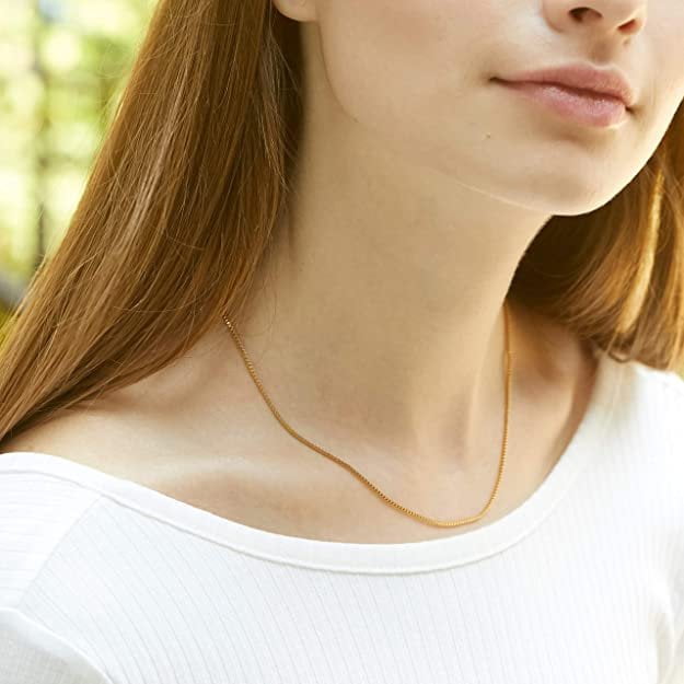 Gold Chain Men, Gold Box Chain, 24K 