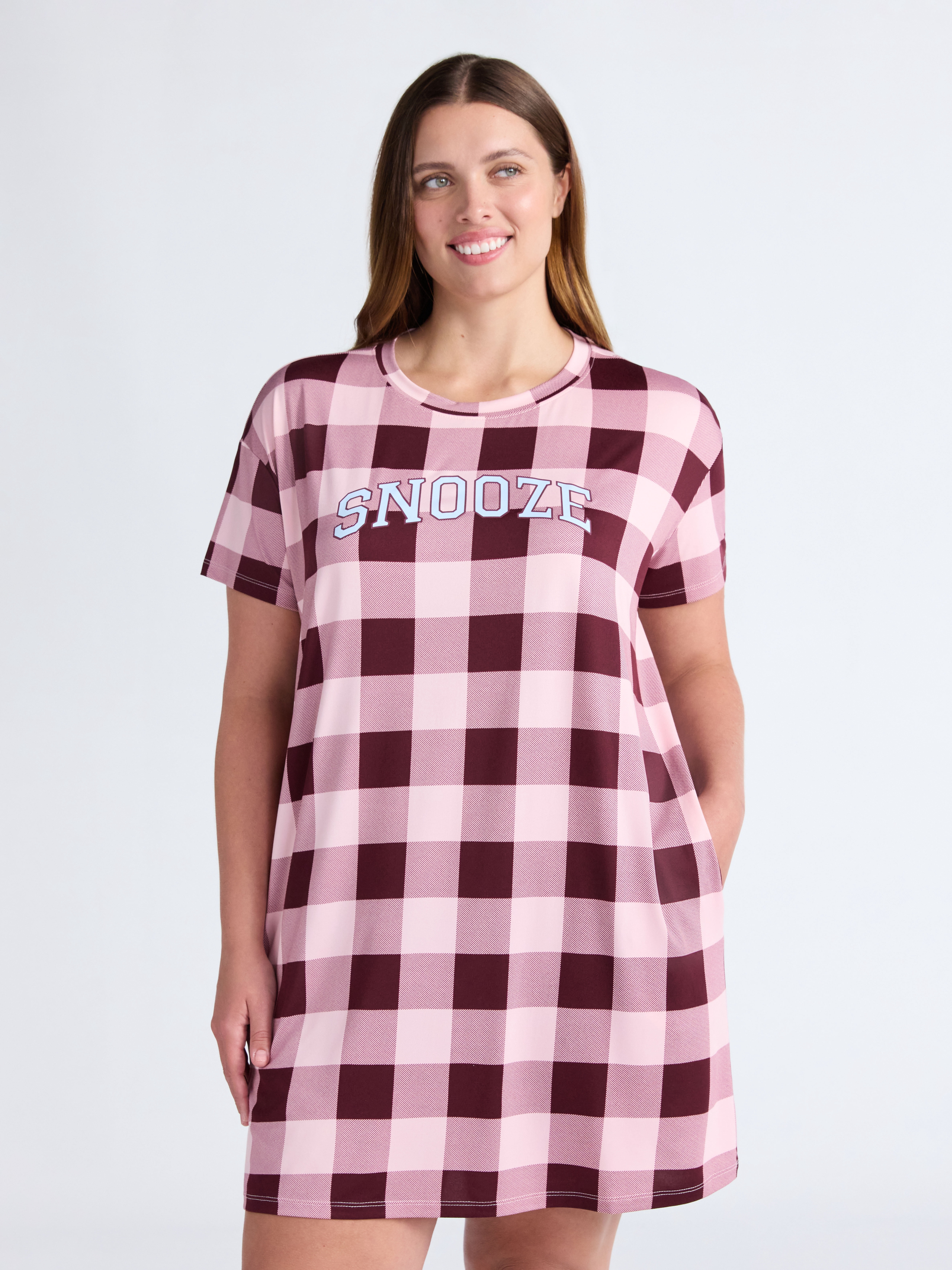 Joyspun Women's Dreamy Soft Collection Sleepshirt with Short Sleeves, Sizes S/M-2X/3X