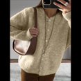 thumbnail image 4 of Suéteres Tipo Cárdigan con Botones para Mujer, de Larga, Cuello Redondo, de Punto Suave y Holgado, para Otoño. Caqui L, 4 of 7