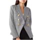 thumbnail image 1 of Blazer para mujer, traje pequeño de invierno, traje estilo pata de gallo, abrigo cruzado, abrigo para mujer, 1 of 2