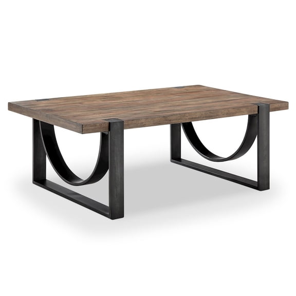 Magnussen Home Bowden Rustic Honey And Distressed Iron Rectangular Cocktail Table