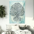 thumbnail image 4 of Asian Tapestry, Tree of Life Chinese Bonsai Roots Bohemian Hippie Evil Eye Occult Theme, Wall Hanging for Bedroom Living Room Dorm Decor, 60W X 80L Inches, Indigo Cream Pale Blue, by Ambesonne, 4 of 5