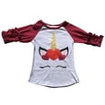 thumbnail image 2 of Little Girl Kids Unicorn Valentine's New Year Glitter Shirt Top Tee T-Shirt Burgundy Grey 8 XXXL (503010), 2 of 2