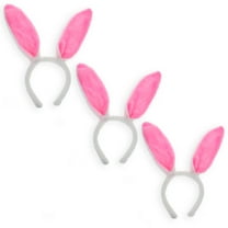 Set of 3 Easter Fabric Bunny Ear Headbands, Each 11.7 Inches