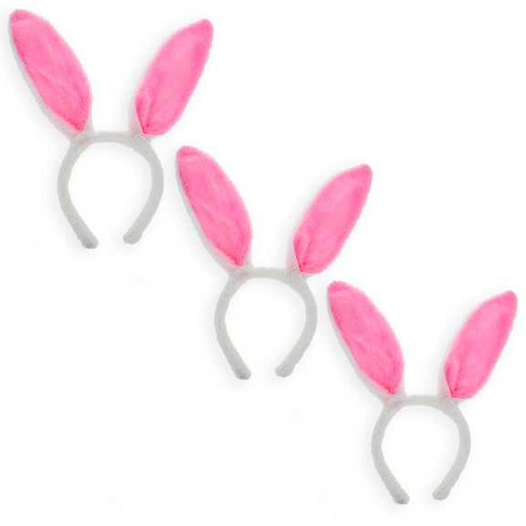 Set of 3 Easter Fabric Bunny Ear Headbands, Each 11.7 Inches