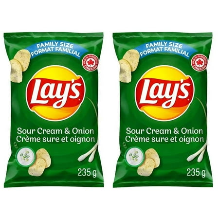 Lay's Sour Cream & Onion Flavored Potato Chips, 220g (2 Pack)