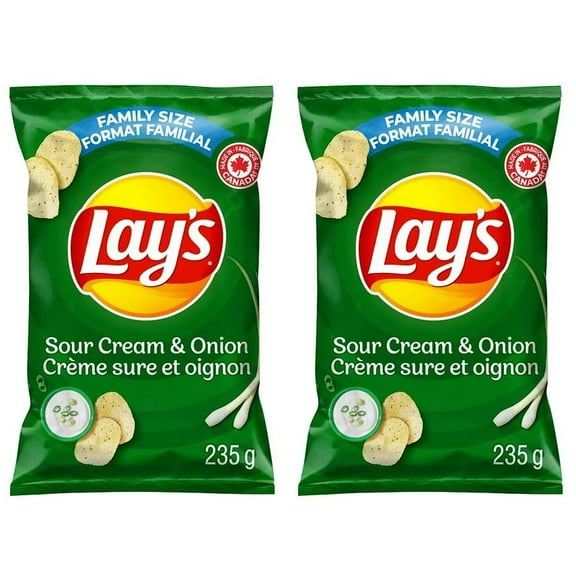 Lay's Sour Cream & Onion Flavored Potato Chips, 220g (2 Pack)