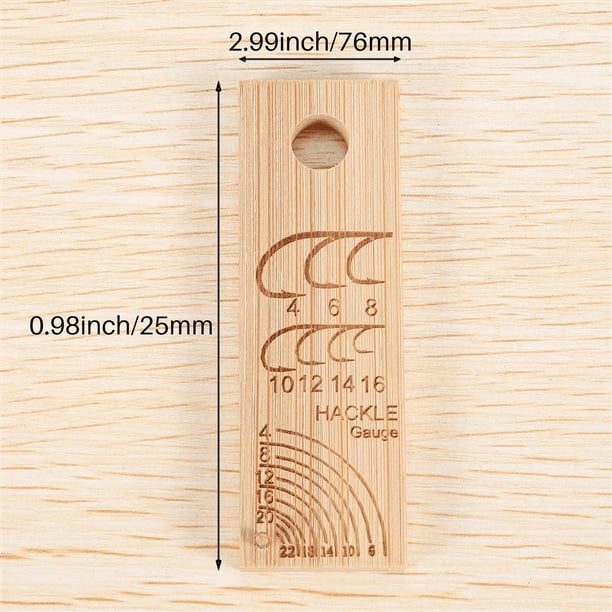Winyuyby Wooden Ruler Fishing Gauge Compact Fish Hook Measuring Contrast  Ruler Fish Fly Tying Tool 