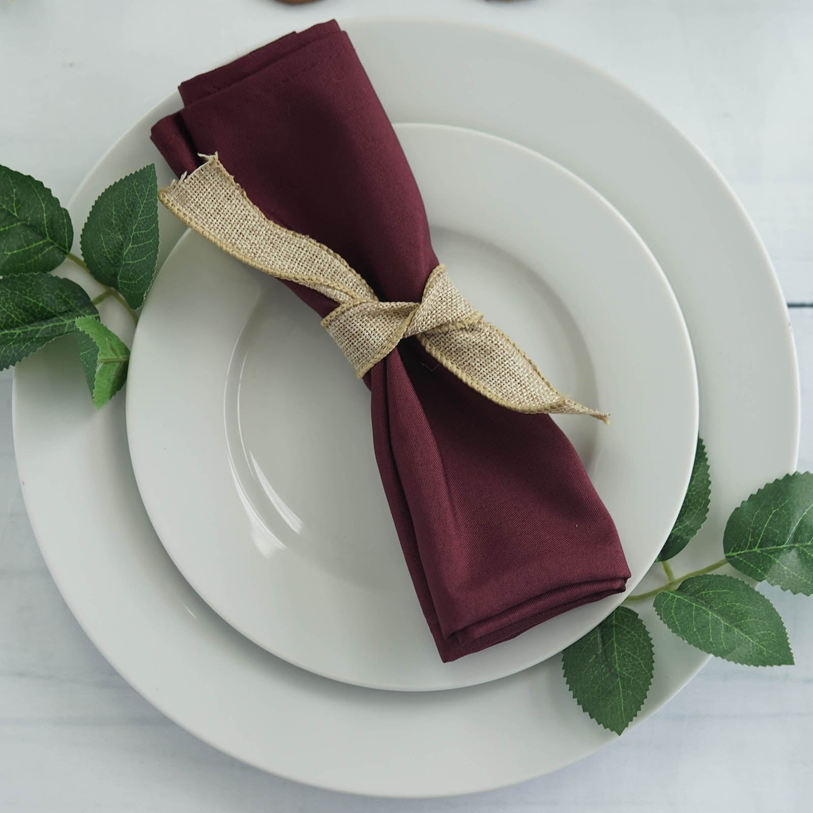 Efavormart Pack of 5 Premium BURGUNDY 20" x 20" Washable Polyester Napkins Great for Wedding ...