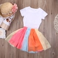thumbnail image 3 of Baby Girls Birthday Outfits Set Letters Short Sleeve T-Shirt + Colorful Skirts, 3 of 6