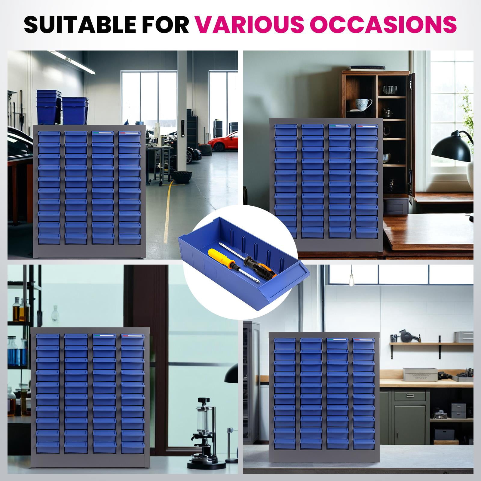 40 Drawers Bolt and Nut Tool Storage Cabinet with Shelves & Labels, Tool Organizer Bolt Bins Organizer, Blue, 21lbs, Nut and Bolt Organizer for Auto Repair Shop, Factory