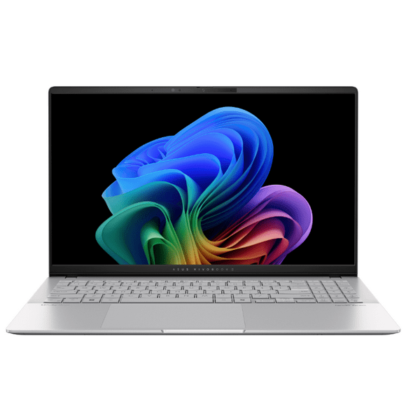 ASUS VB S 15; Copilot+ PC, 15.6" thin and light laptop, 3K 120Hz OLED, Snapdragon® X Elite Processor, 16GB memory, 1TB SSD, Copilot key, Wi-Fi 7, Cool Silver, S5507QA-SB91-CB