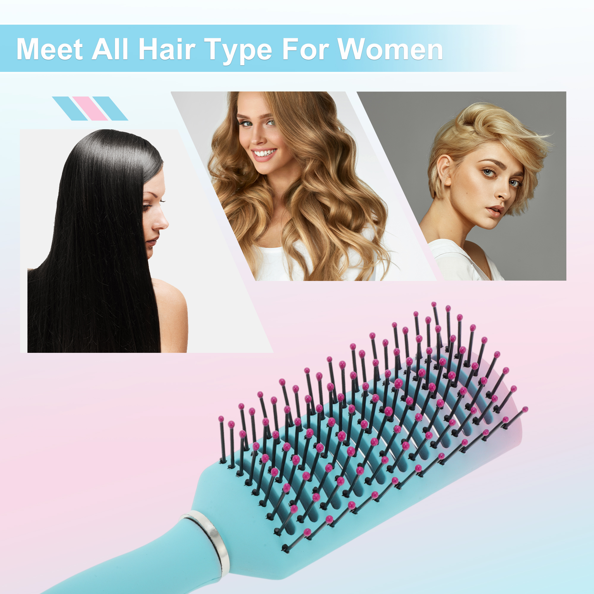 Unique Bargains Vented Hair Brush with Ergonomic Design Lake Blue