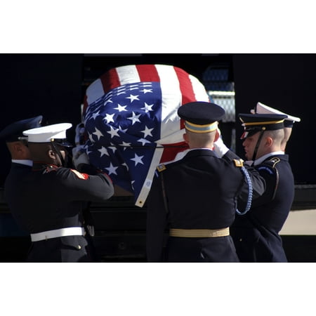 - The Ceremonial Honor Guard places a casket in the VC-25 aircraft Poster Print