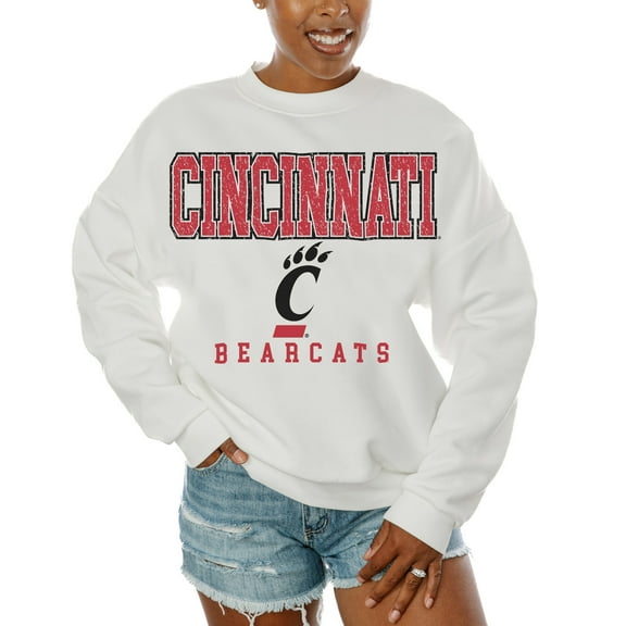 Women's Gameday Couture  White Cincinnati Bearcats Freestyle Fleece Pullover Sweatshirt