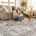 thumbnail image 4 of UERMEI 8'x10' Area Rugs for Living Room, Washable Vintage Large Area Rugs for Bedroom Dining Room Office, Retro Soft Low Pile Floral Rug Home Decor Carpet, Gray&Terracotta, 4 of 10
