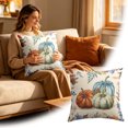 thumbnail image 2 of 18x18 Inch Orange White Pumpkin Throw Pillow Cover Soft Autumn Thanksgiving Farmhouse Seasonal Sofa Couch Decor Cushion Case, 2 of 4