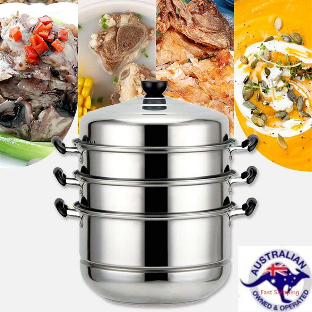 Stainless Steel Steamer Pot, 5 Tier Basket Metal Steaming Cookware for